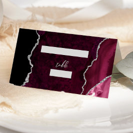 Burgund Silber-Achat-Schrift Hochzeitstisch Platzkarte