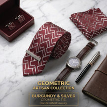 Burgund & Silber geometrische Maze Herren Krawatte
