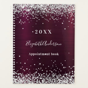 Burgund Silber Glitter Name 2026 Planer