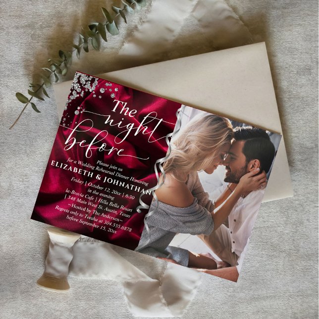 Burgund Silk The Night Before Probe Dinner Einladung (Von Creator hochgeladen)