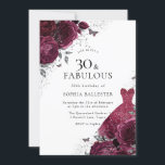 Burgund & Silver Dress Floral Rose 30. Geburtstag Einladung<br><div class="desc">Burgund & Silver Dress Floral Rose 30. Geburtstag Party 30 & Fantastische Einladung Mehr elegante Blumenmotive in unserem Shop! Sehen Sie sich die passende Kollektion in unserem Shop an</div>