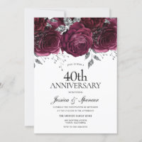 Burgund & Silver Floral 40. Hochzeitstag