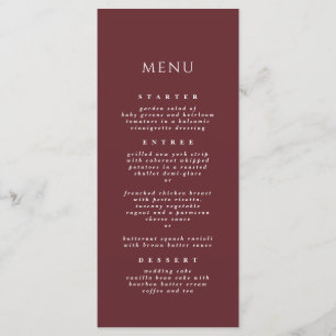 Burgund Simple Chic Moderne Elegantes Abendessen H Menükarte