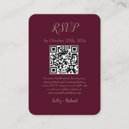 Burgund Small Vertical Wedding RSVP QR Code Begleitkarte