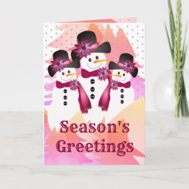 Burgund Snowman mit Polka Docks Feiertagskarte