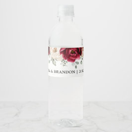 Burgund Sparkling Wein Elfenbeinküste Rose Blumens Wasserflaschenetikett