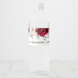 Burgund Sparkling Wein Elfenbeinküste Rose Blumens Wasserflaschenetikett