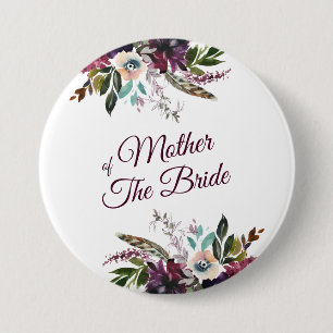 Burgund Splendor florale weiße Mutter der Braut Button