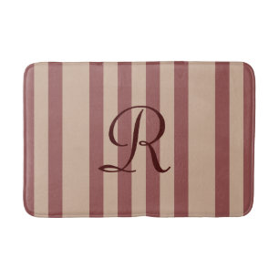 Burgund/Tan Strickter Mit Monogramm Plush Bath Mat Badematte