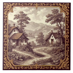 Burgund Toile Französisch Pastoral Weinberg Land Fliese