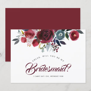 Burgund und Aquamarin werden Sie meine Bridesmaid- Einladung