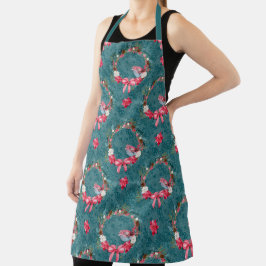 Burgund und Aquamariner Weihnachtskranz und Kardin Schürze