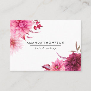Burgund und Blush-Aquarell-Blumen Visitenkarte