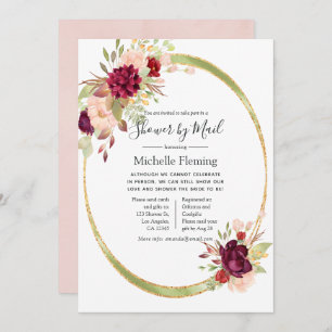 Burgund und Blush Baby oder Brautparty per Mail Einladung