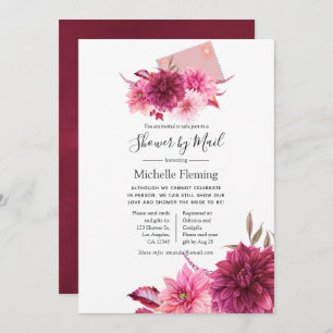 Burgund und Blush Baby oder Brautparty per Mail Einladung