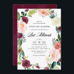Burgund und Blush Bloral Wreath Fall Bat Mitzvah Einladung<br><div class="desc">Laden Sie Familie und Freunde zu Ihrer Veranstaltung mit dieser floralen Fledermaus mitzvah Einladung. Es ist mit einem blumengeschmückten Wasserschrei aus Bordeaux, Rose, Elfenbein und Orangenbäumen, Rose, Mummen und anderen Blume mit Blattwerk ausgestattet. Diese blumenreiche Einladung eignet sich perfekt für Herbst- oder Herbstschläger. Personalisieren Sie diese durch Hinzufügen von Namen,...</div>