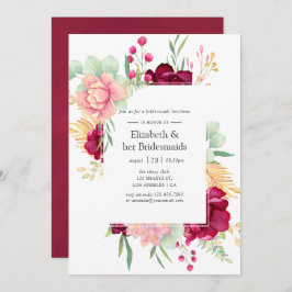 Burgund und Blush Blumenbridmaids Luncheon Einladung