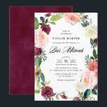 Burgund und Blush Blumenreath Fall Bar Mitzvah Einladung<br><div class="desc">Mit dieser blumenreichen Bar mitzvah-Einladung laden Sie Familie und Freunde zu Ihrer Veranstaltung ein. Es ist mit einem blumengeschmückten Wasserschrei aus Bordeaux, Rose, Elfenbein und Orangenbäumen, Rose, Mummen und anderen Blume mit Blattwerk ausgestattet. Diese blumenreiche Einladung eignet sich perfekt für Herbst oder Herbst Bar mitzvahs. Personalisieren Sie diese durch Hinzufügen...</div>