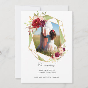 Burgund und Blush Geometrische Bläschen Ankündigung