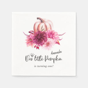 Burgund und Blush Herbst Pumpkin Geburtstag Serviette