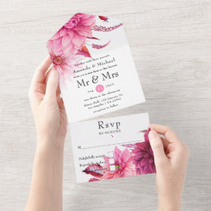 Burgund und Blush Hochzeit im Herbst Herbst All In One Einladung