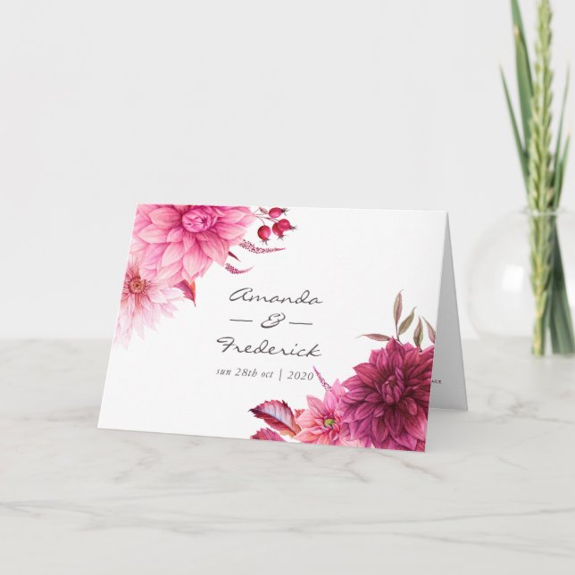 Burgund und Blush Hochzeit im Herbst Herbst Programm (Vorderseite)