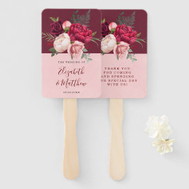 Burgund und Blush Pink Bloral Bouquet Wedding Fächer