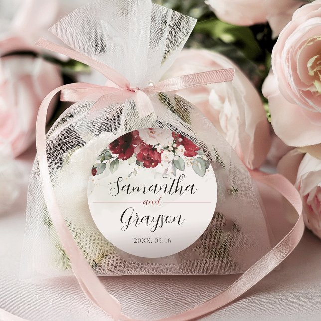 Burgund und Blush Pink Bloral Wedding Stickers (Von Creator hochgeladen)