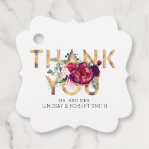 Burgund und Blush Pink Floral Vielen Dank Geschenkanhänger
