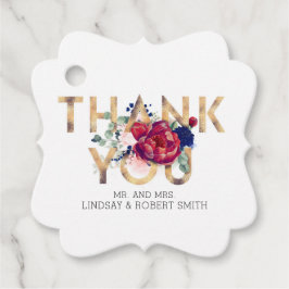 Burgund und Blush Pink Floral Vielen Dank Geschenkanhänger