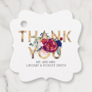 Burgund und Blush Pink Floral Vielen Dank Geschenkanhänger