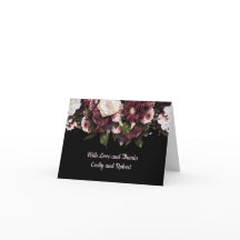 Burgund und Blush Pink Florals auf Schwarz Vielen