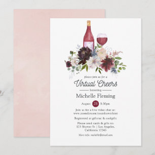 Burgund und Blush Pink Wein Junggesellinnenabschie Einladung