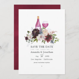 Burgund und Blush Pink Weinprobe Hochzeit Save The Date