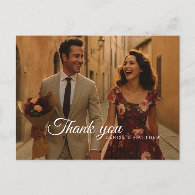 Burgund und Blush Vielen Dank Postkarte (Vorderseite)