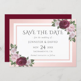 Burgund und Blush Wedding speichern das Datum Save The Date