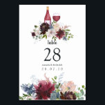 Burgund und Blush Weinprobe Hochzeit Tischnummer<br><div class="desc">Blume aus Peony und Baby eucalyptus verlasse Weinkarten mit Akzenten von Bordeaux,  Pflaume,  staubblauer und rötlich-rosa Tischnummer.</div>