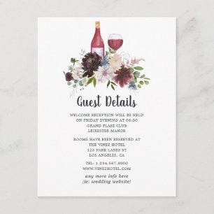 Burgund und Blush Wine Thema Blumenladen Details Begleitkarte