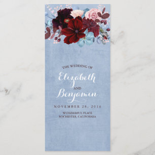 Burgund und Dusty Blue Wedding Programme