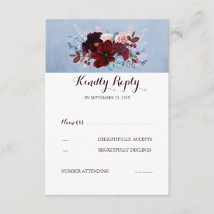 Burgund und Dusty Blue Wedding RSVP