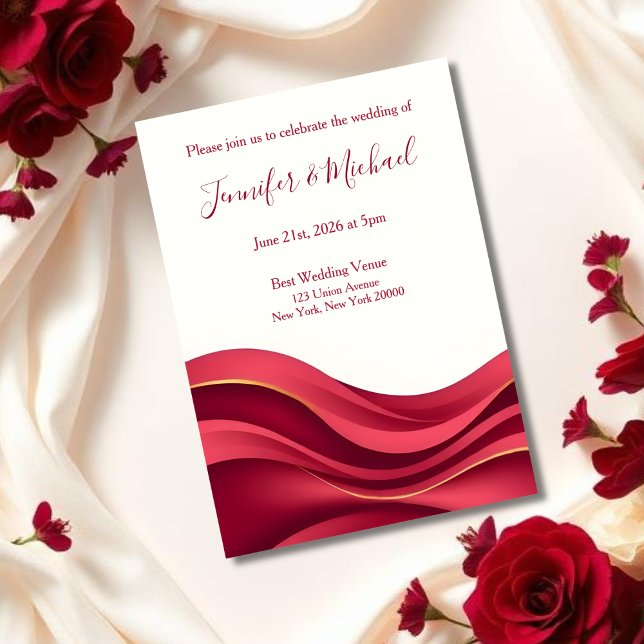 Burgund-und-Elfenbein-Hochzeit Einladung (Burgundy Wedding  Invitation)