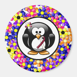 Burgund und Elfenbein-Ribbon-Pinguin Magnet