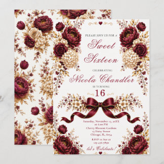 Burgund und Elfenbein Sweet Sixteen Einladung