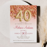 Burgund und Gold 40. Geburtstags-Party Einladung<br><div class="desc">Dies ist ein burgundischer Glitzer und Konfetti Thema 40. Geburtstag Party Invite.</div>