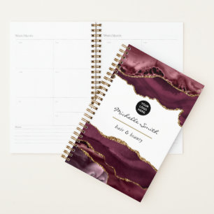 Burgund und Gold Agate Wertvoll Stone Business Planer
