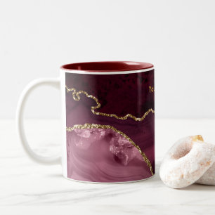 Burgund und Gold Agate Zweifarbige Tasse