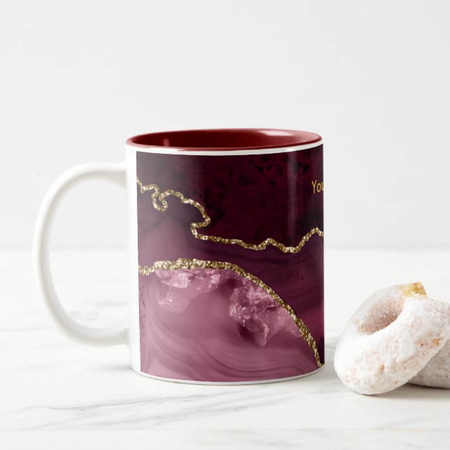 Burgund und Gold Agate Zweifarbige Tasse (Mit Donut)