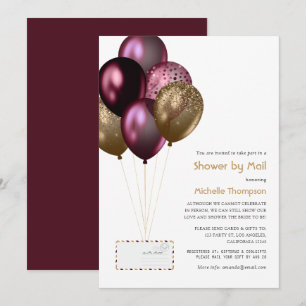 Burgund- und Gold-Baby- oder Brautparty per Post Einladung