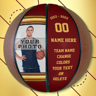 Burgund und Gold Basketball Ball Ihr Foto, Text