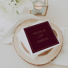 Burgund und Gold einfache klassische Hochzeit Serviette